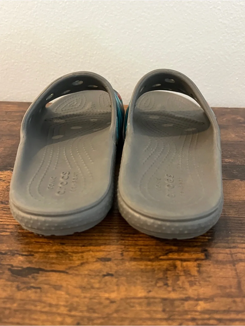 Kids Slide Sandals with Teal & Gray Galaxy Abstract Print